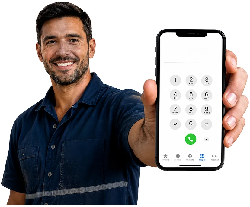 Plumber on the phone taking a Campsie callout