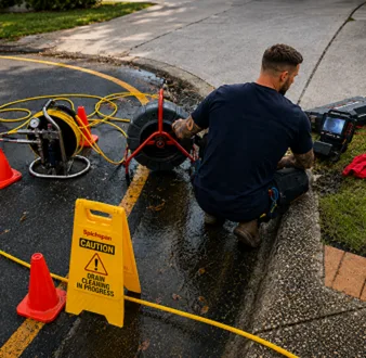 Repairing a burst drain pipe at a Campsie home